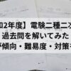 令和2年度 電験二種二次試験の問題用紙（電力・管理と機械・制御）を印刷して自己採点した際の写真